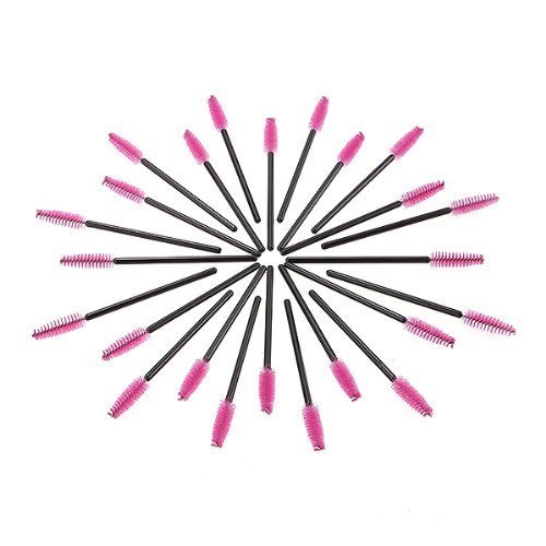 JOVANA 200 Pcs Disposable Eyelash Black Mascara Wand Applicator Brush Cosmetic Eye Wands Brush Makeup Applicators (Pink)