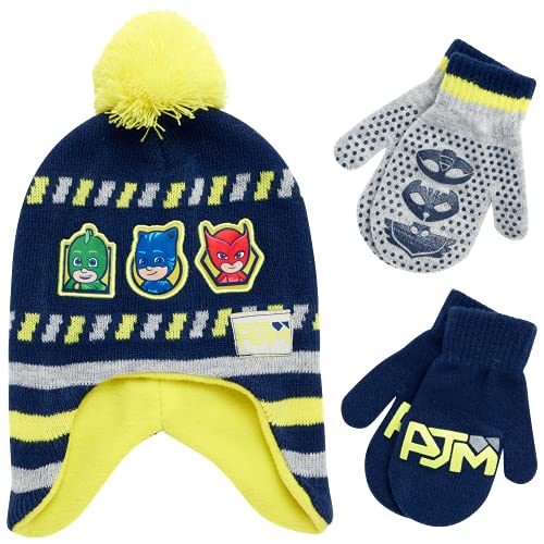 Image of PJ Masks Winter Hat and 2 Pair of Gloves or Mittens Set (Age 2-7)