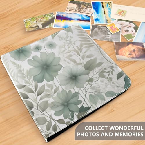 Álbum de fotos autoadhesivo Scrapbook álbum DIY Cuero PU color gris azul cadete 3 anillos 40 páginas 8x10 para recuerdos miniatura 5