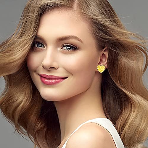 32 Pairs Faux Druzy Stud Earrings Stainless Steel Druzy Stud Earrings Glitter Pierced Earrings For Women Girls (Heart Shape) #TOP3
