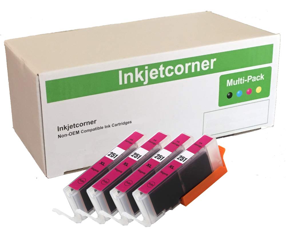 Inkjetcorner 4 Pack MAGENTA Compatible Ink Cartridge Replacement for CLI-251XL CLI-251 MG5420 MG5520 MG5620 MG6320 MX722 MX922 MG6420 MG6620 MG5522 MG7120 MG7520 iX6820 with CHIP installed