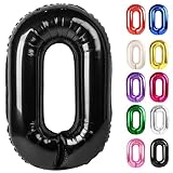 Black Number 0 Balloon 40 Inch, 0 Balloon Numberfor 10th 20th 30th 40th 50th 60th Birthday Decorations, Black Party Supplies for Men Women