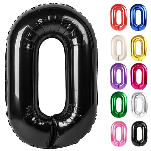 Black Number 0 Balloon 40 Inch 0 Balloon Numberfor 10th 20th 30th 40th 50th 60th Birthday Decorations Black Party Supplies for Men Women