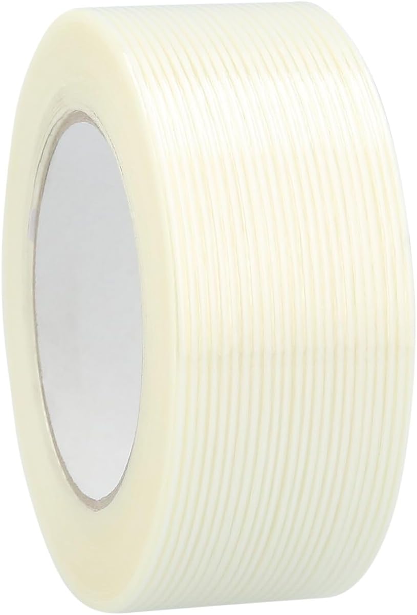 PSBM Filament Tape, Heavy Duty Grade, 0.75 Inch x 60 Yards, 96 Pack, 3/4 Inch Tensilized Fiberglass Strand Tape for Bundling Palletizing Reinforcing