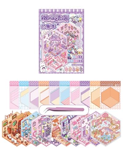 JUKOTA 10PCS Juegos de Pegatinas para Casa 3D DIY, stickers,DIY Scene Stickers, House Stickers, Pegatinas 3D para Casa, Perfecto para Adultos y Niños: Alivia Estrés y Entretiene, incluye Pinzas