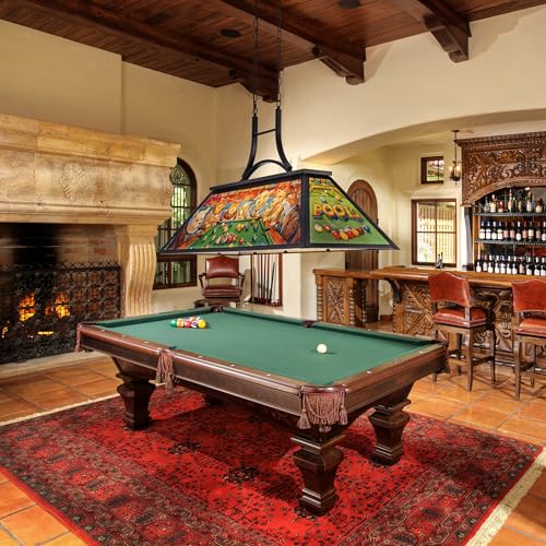 Tochic Rustic Tiffany Pool Table Light, Vintage Funny Animal Playing Billiard Lights for 7 ft 8 ft Pool Table, Farmhouse Billiards Hanging Lighting for Snooker Game Room Man Cave Dining Room Kitchen