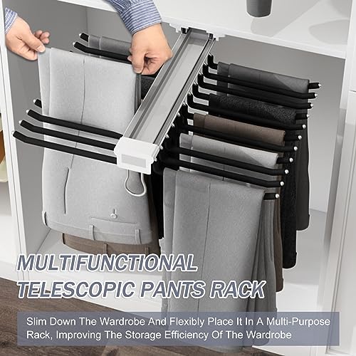 Rack à pantalon rétractable pour optimiser l'armoire blanche