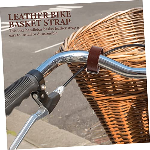 Sosoport 1 pair Convenient for Leather Replacement Bike Cycling of Storage Stabilizer Belt Release Basket Wicker Straps Front Metal Children Quick Multi-use Scooter Brown Vintage Strap - Image 4