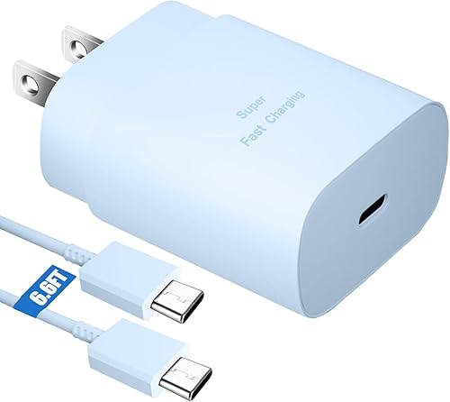 Miniatura 53 de Cargador súper rápido tipo C, cargador de pared USB C de 25 W, bloque de carga rápida y cable de 8 pies para Samsung Galaxy S25/S24/S24