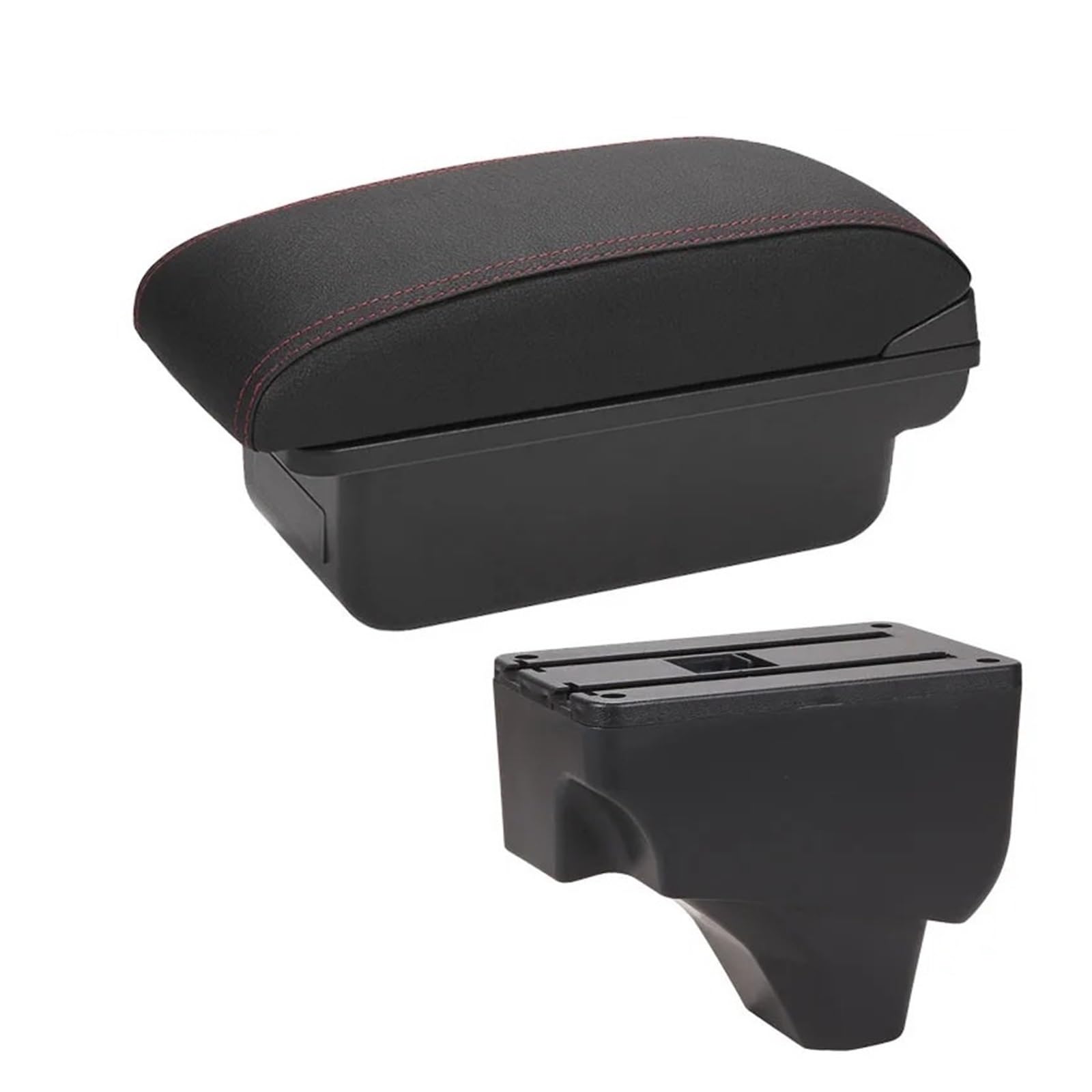 pour Peugeot 2008 208 2019-2022 2023 2024 2025 Accoudoir Voiture Pièces Rénovation Détails Intérieurs Accessoires Boîte Rangement Accoudoir Central(C Black Red NO USB)