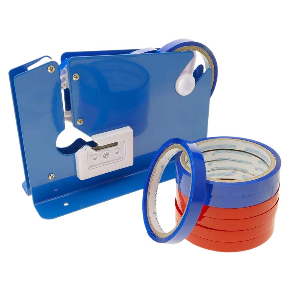 LALAFINA Taglierina per Nastro Adesivo da 12mm Trimmer Integrato e Design Montabile, 9 Pezzi in Ferro, per Sigillare Sacchetti in Plastica Piccoli