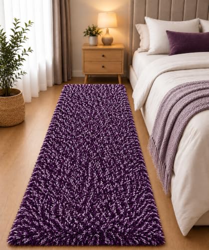 Image of tie die Shaggy Carpet for 2 Inch Thickness Living Room - Soft Fluffy Rug & Non Slip Runner Carpet - Cozy Shaggy Area Rug for Bedroom & Lounge [3x6 Feet Purple]