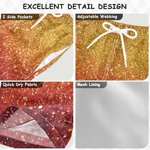 Boccsty Orange Red Gradient Gold Glitter Boys Swim Trunks Baby Kids Swimwear Summer Toddler Beach Board Shorts 2T3