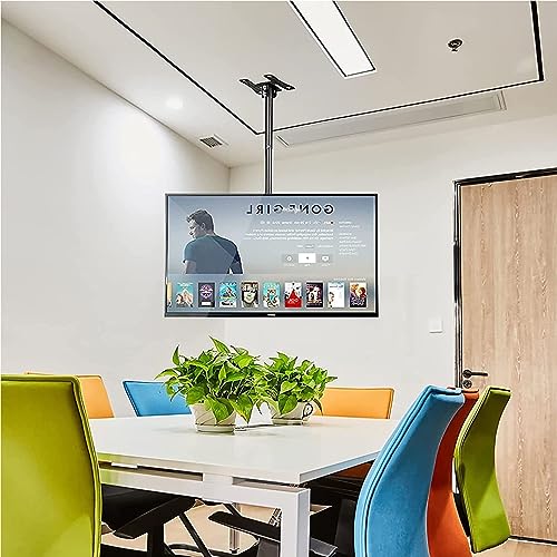 Support TV motorisé de plafond inclinable et rotatif double face