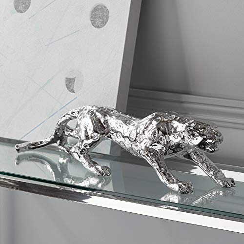 Studio 55D Prowling 23 1/2" Wide Silver Mirror Leopard Table Sculpture #TOP9