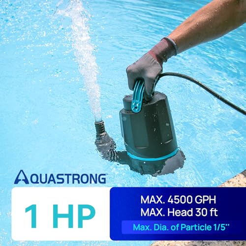 Aquastrong ESU100PM Sump Pump 1 Hp Submersible Water Pump Thermoplastic Portable Utility Pump 4500 Gph High Flow Water Removal For Swimming Pool Garden Pond Basement Window Wells thumb #1