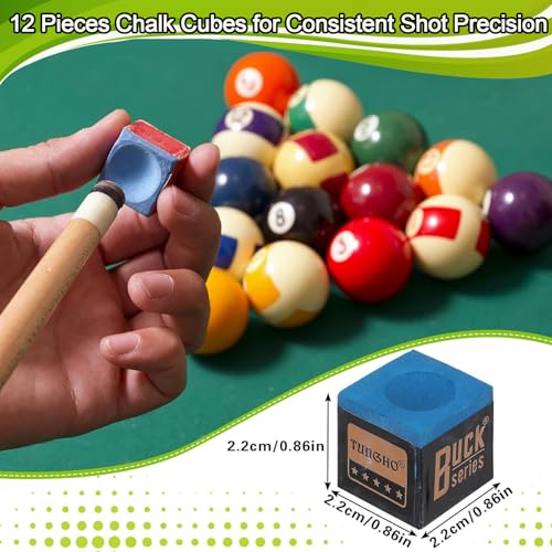 PullCrease 31 Pcs Billiard Accessory Kit Billiard Pool Table Balls with Triangle and Diamond Ball Holder Cue Chalks Pool Table Brush Set(Black) - Thumbnail 5