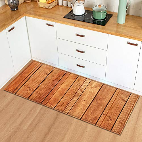 HLXX Tapis de Cuisine Tapis Absorbant paillasson pour Porte d'entrée Motif de Grain de Bois Chambre Couloir Tapis de Sol Tapis antidérapant A4 40x120 cm