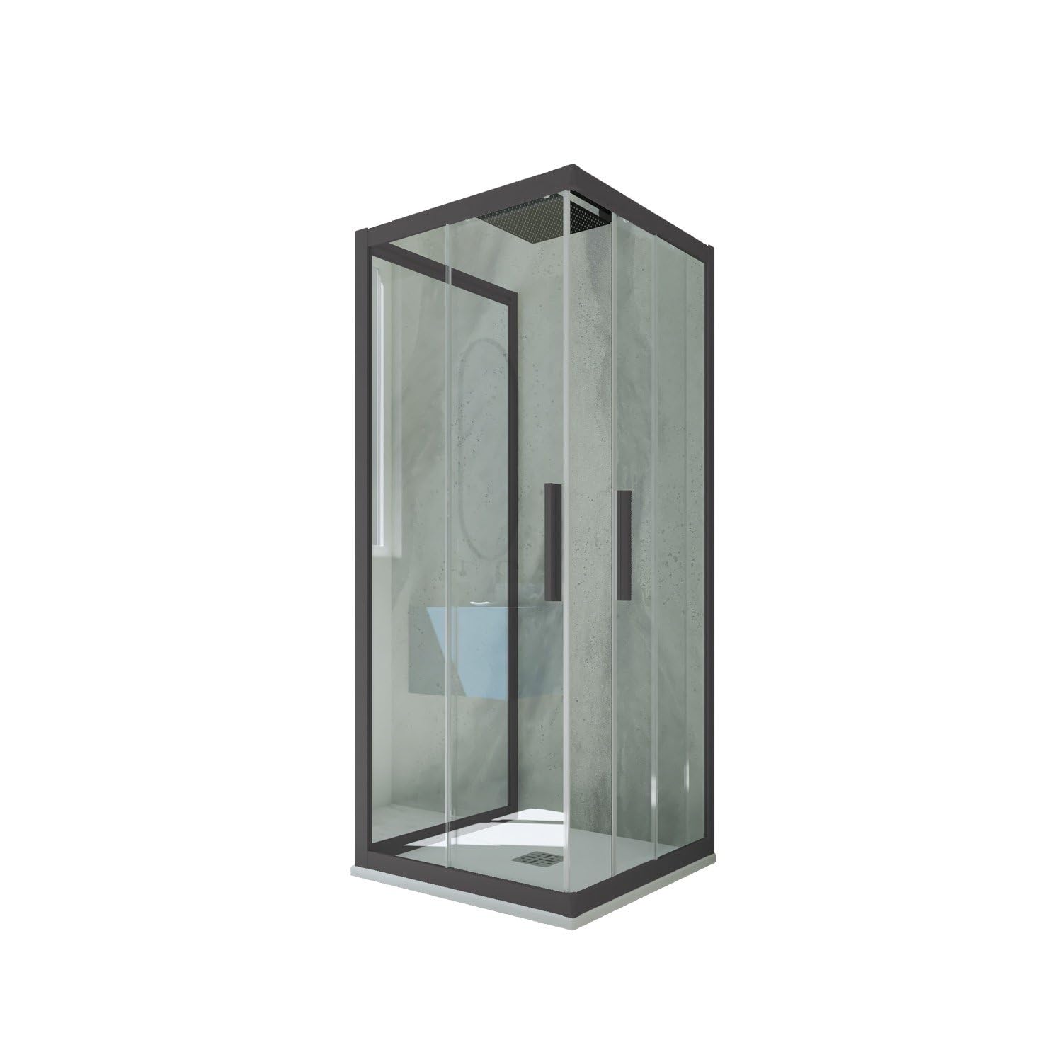 Box doccia 3 lati scorrevole 80x80x80 CM H 200 Vetro Trasparente Profilo Antracite mod. Kolors Trio