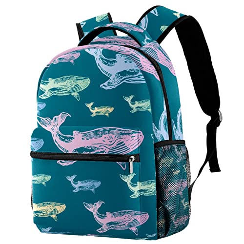 Sac à dos de voyage enfant baleine colorée pour le camping et les sorties scolaires