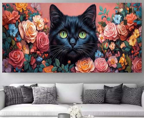 Diamond painting chat broderie kit complet 5D grand format 80x240cm