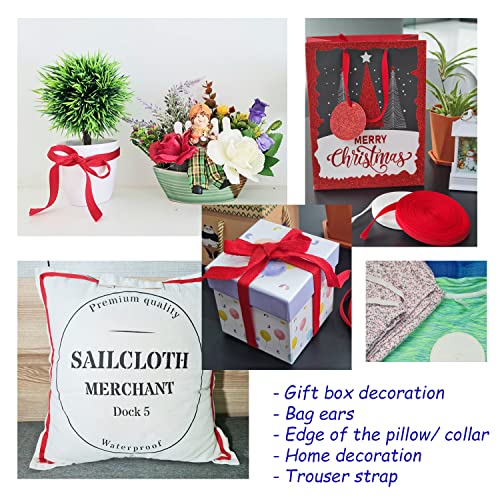 3/8 Inch X 10 Yards Cotton Twill Tape Herringbone Pattern Soft Fabric Webbing Strap Ribbon Bias Tape For Sewing Binding Valentines Gift Wrapping Diy Cloth Collar Edge Pants Drawstring Cord (Red) #TOP5