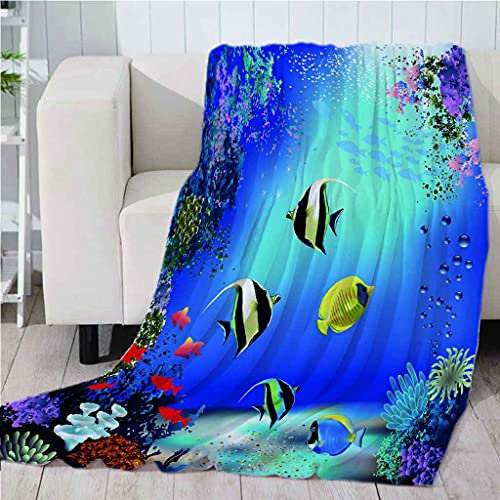 Couverture impression 3D douce au toucher motif océan microfibre - 5