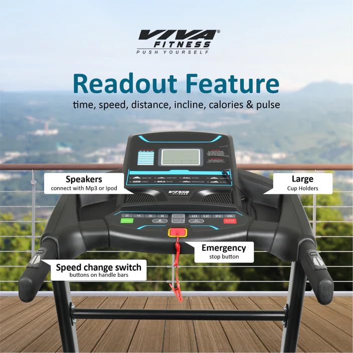 Image of Viva Fitness T-145 DC Motorized Treadmill || DC Motor : 4.5 HP Peak, Connect with MP3 || Max. User Weight: 115 Kgs (Installation Available)