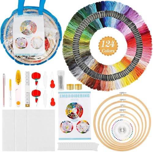 NZZVNZ 236pcs Kit Bordado,Kit Punto de Cruz Punto de Cruz Niños Tela para Bordar Hilos de Bordar Kit Bordado Principiantes Kit Punto de Cruz con Hilos y Tela Kit de Inicio de Bordado Kit Petit Point