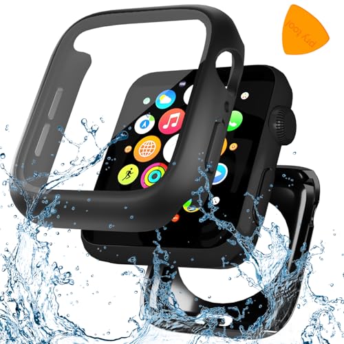 YIJDACASE 3 in 1 Waterproof Case for Apple Watch Screen Protector 40mm Series 4 5 6 SE 2nd Gen Accessories with Tempered Glass Film,Front and Back PC Bumper 360° Protective Face Cover for iWatch 40mm