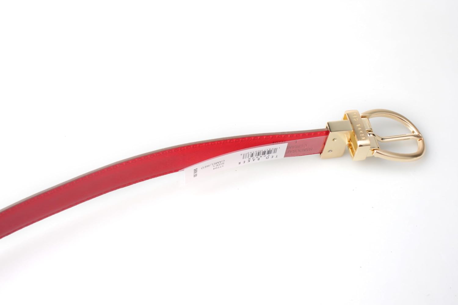 Ted Baker Women's Reversible Leather Belt, Camel to Red, Gold Buckle