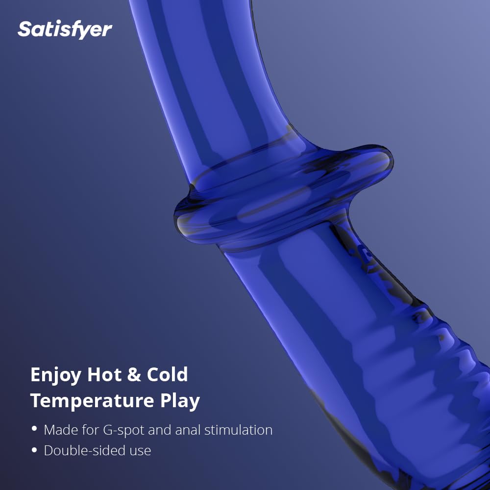 Satisfyer Double Crystal 20cm Dildo del Punto G | Juguetes sexuales | Borosilicato | Estructura lisa y estriada para mayor estimulación | Mango y Base ancha para Sesiones seguras Consoladores
