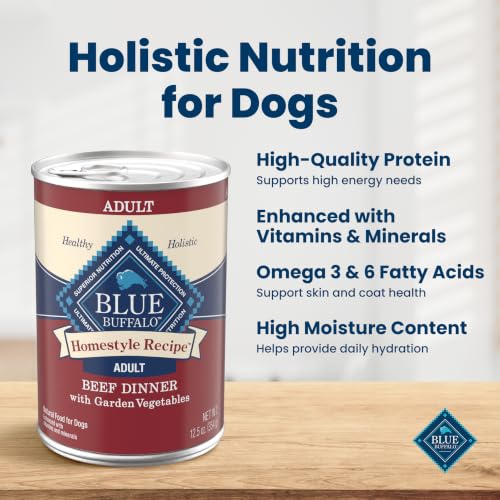 Blue Buffalo Homestyle Recipe Beef Adult Wet Dog Food, 12.5 oz, 12 ct