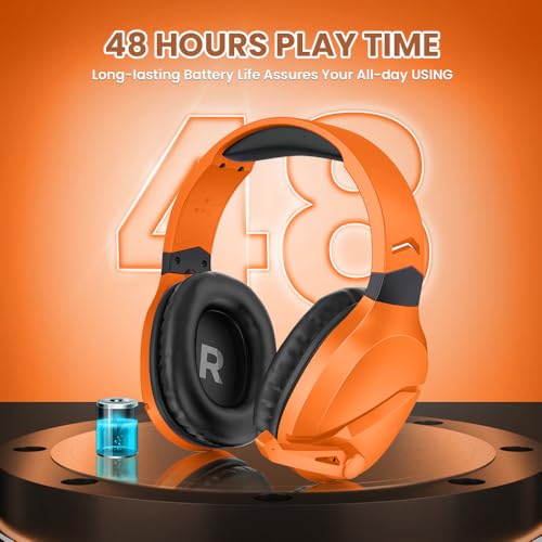 Image of Wireless Gaming Headset with Noise Canceling Microphone for PS5, PC, PS4, 2.4G /Bluetooth Gaming Headphones with USB and Type-c Connector, Wired Mode for Controller - Orange