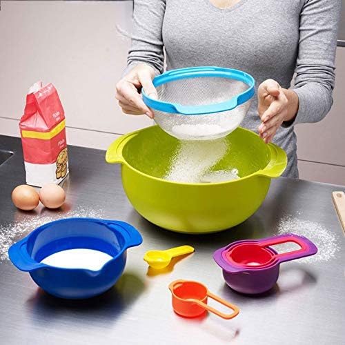 Food Strainers， 10 Pcs Mixing Bowls Set Nesting Bowls Stackable Measuring Cups Sieve Strainer Colander for Salad Cooking Baking Tool. Strainer