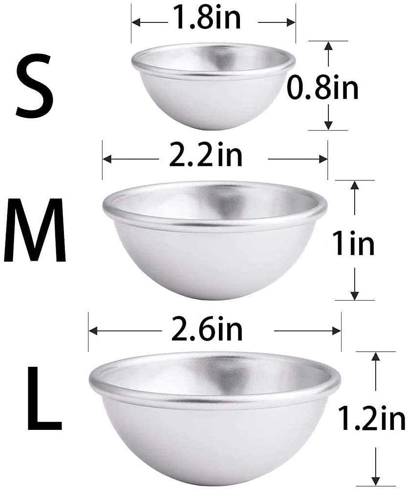 Moules à Bombes De Bain DIY Aluminium – Lot De 10, Tailles 4,5cm/5,5cm/6,5cm, Pour Savon, Chocolat