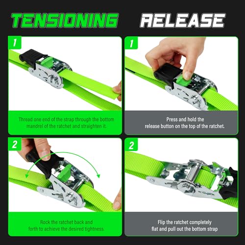 Sangle moto à cliquet pour éviter les chutes d'objets sur remorque de route - 4