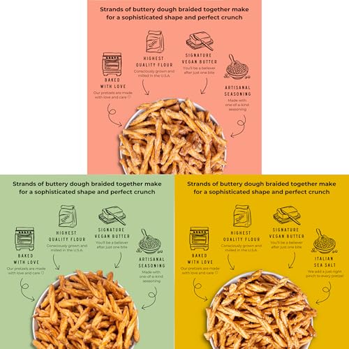 Stellar Snacks Variety Pack - 3 Flavors 5 Oz Bags, Maui Monk, Simply Stellar, Bold & Herby, Gourmet Pretzel Sticks, Vegan, Kosher, Non GMO, Peanut Free, Healthy Snack - image 6