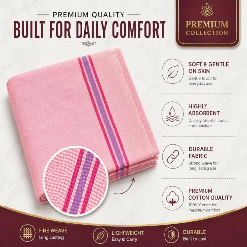 Image of Handloom Cotton Handkerchief, Multicolor, 18x18 Inch, Soft and Breathable, Reusable, Pack of 12
