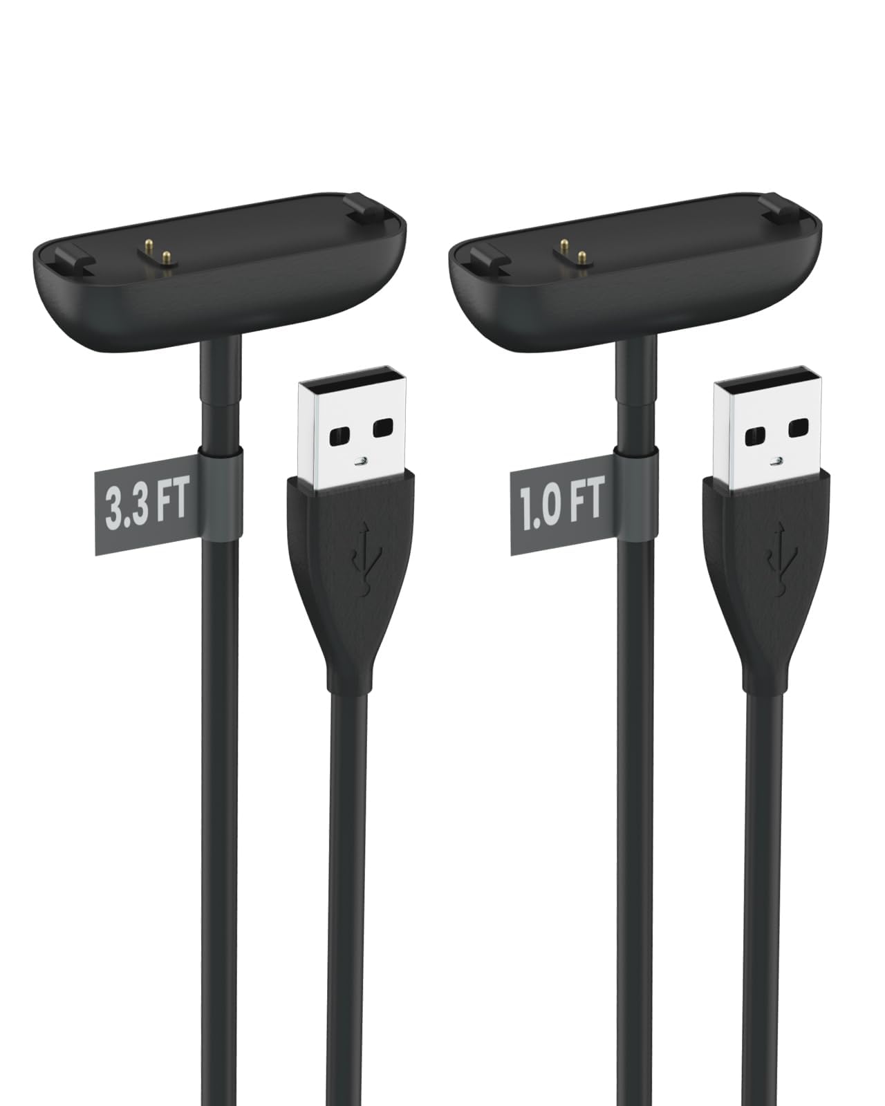 Dismau 2Pack Charger for Fitbit Inspire 2 & Ace 3 Charging Replacement Fitbit Charger for Inspire 2 Ace 3 USB Charging Cable Dock Stand [1.0ft/3.3ft]
