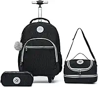 Kit Mochila Escolar De Rodinhas Spector Juvenil Feminina (Preto)