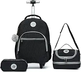 Kit Mochila Escolar De Rodinhas Spector Juvenil Feminina (Preto)