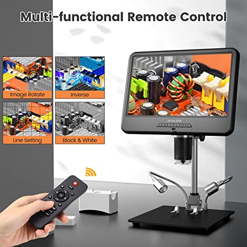 JL210 10.1” Digital Microscope, Soldering Microscope, Coin Microscopes Full View for Error Coins, 1080P Electronics Microscopes Camera, Biological Slides Kit, 12.6″ Stand, 32GB