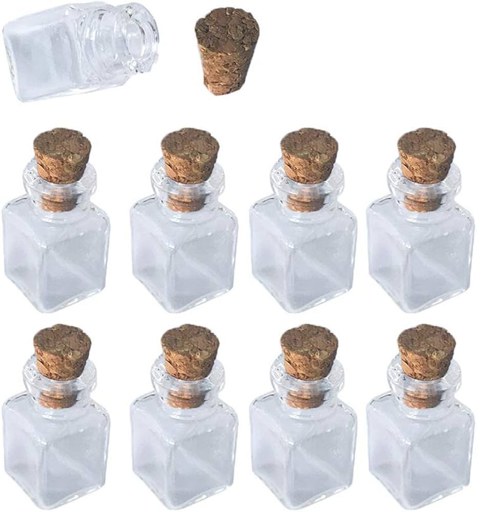 Amazon｜None 長方形の小さい瓶、ミニの透明なガラスの瓶は