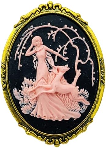 Deer and Lady Cameo Brooch