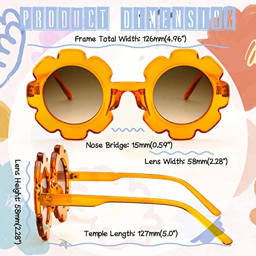FEISEDY 2 Pack Kids Flower Sunglasses Girls Boys Toddler Beach Party Holiday Round Cute Sun Glasses Age 1-10 B23153