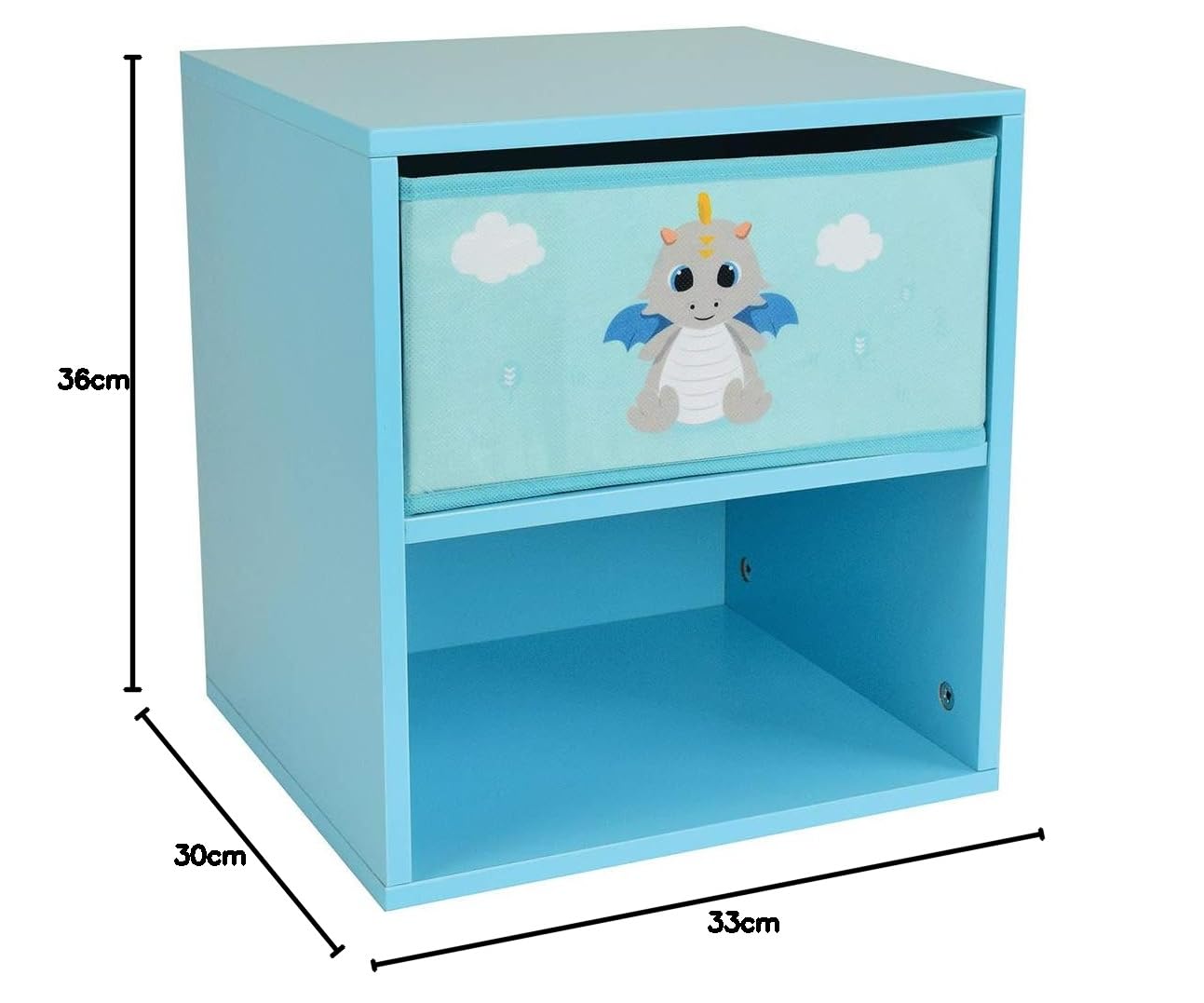 FUN HOUSE 713304 LEON LE DRAGON Chevet / Table de nuit avec tiroir H.36 X L. 33 X P. 30 CM pour enfant