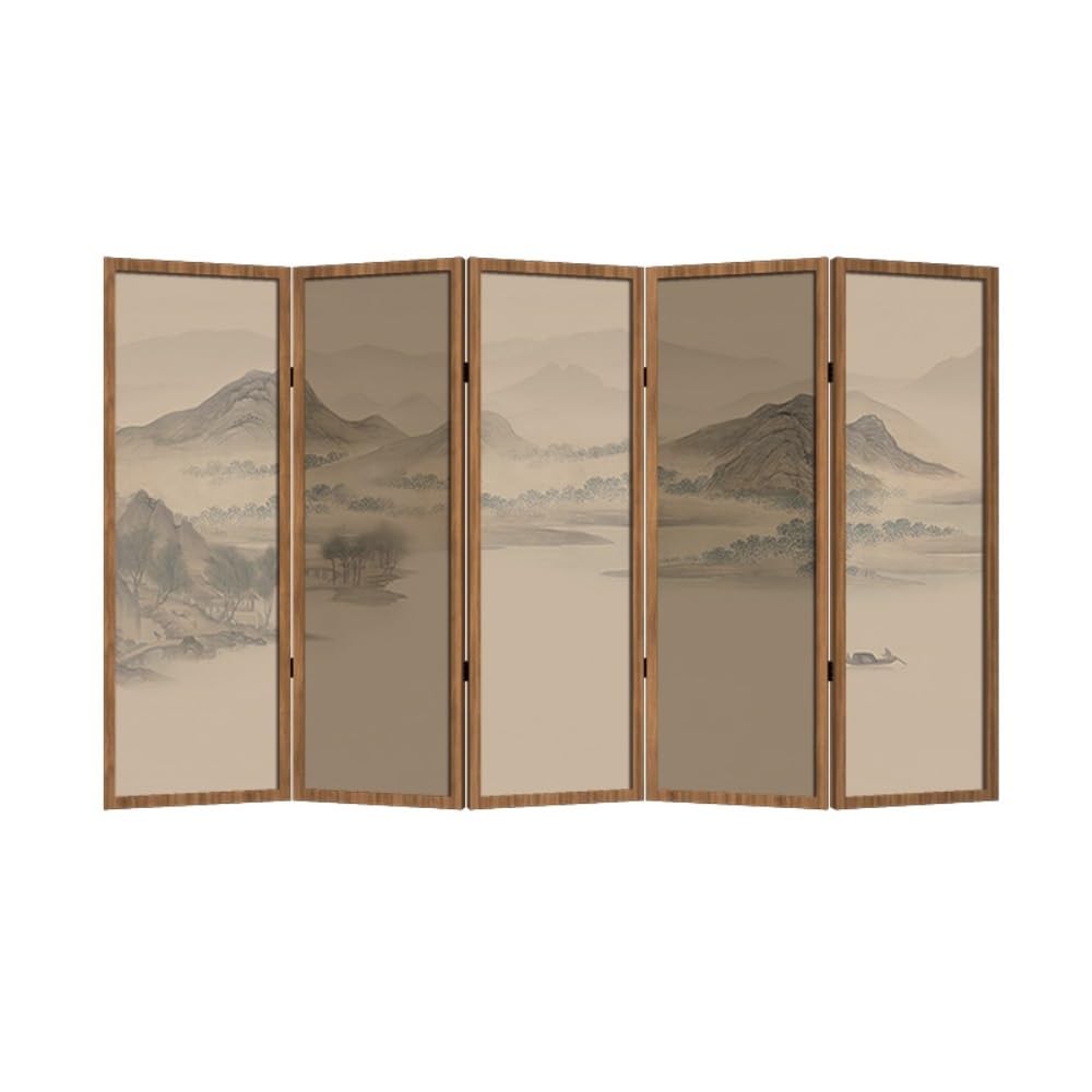 Privacy Screen Home Retro Landscape Screen Partition Living Room Folding Mobile Screen Entrance Tea Room Decoration Folding Screen Room Divider
