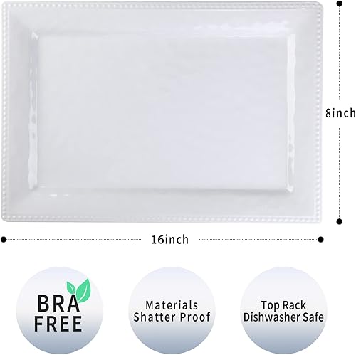 Miniatura 2 de Efecto en relieveSet de 2 bandejas rectangulares de melamina - Blanco (2)