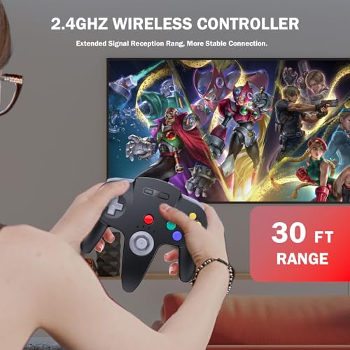 Image of KIWITATA Wireless N64 Controller for Switch Games, 2.4GHZ Wireless N64 Remote Game Pad Joystick Controller Compatible with N64 Console, Switch /Switch Lite /Switch OLED, MAC, PC Windows 7,8,10,11 Black